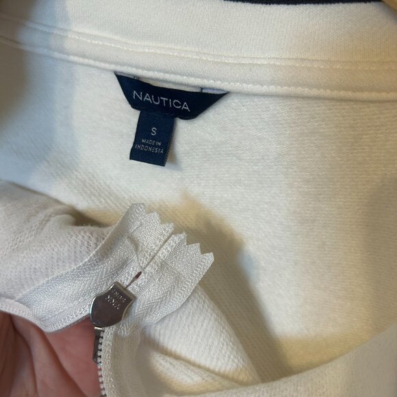 New NAUTICA WOMEN Size S SWEATSHIRT Stripes 1/4 ZIP Pull-Over Cotton Blend - Picture 4 of 6